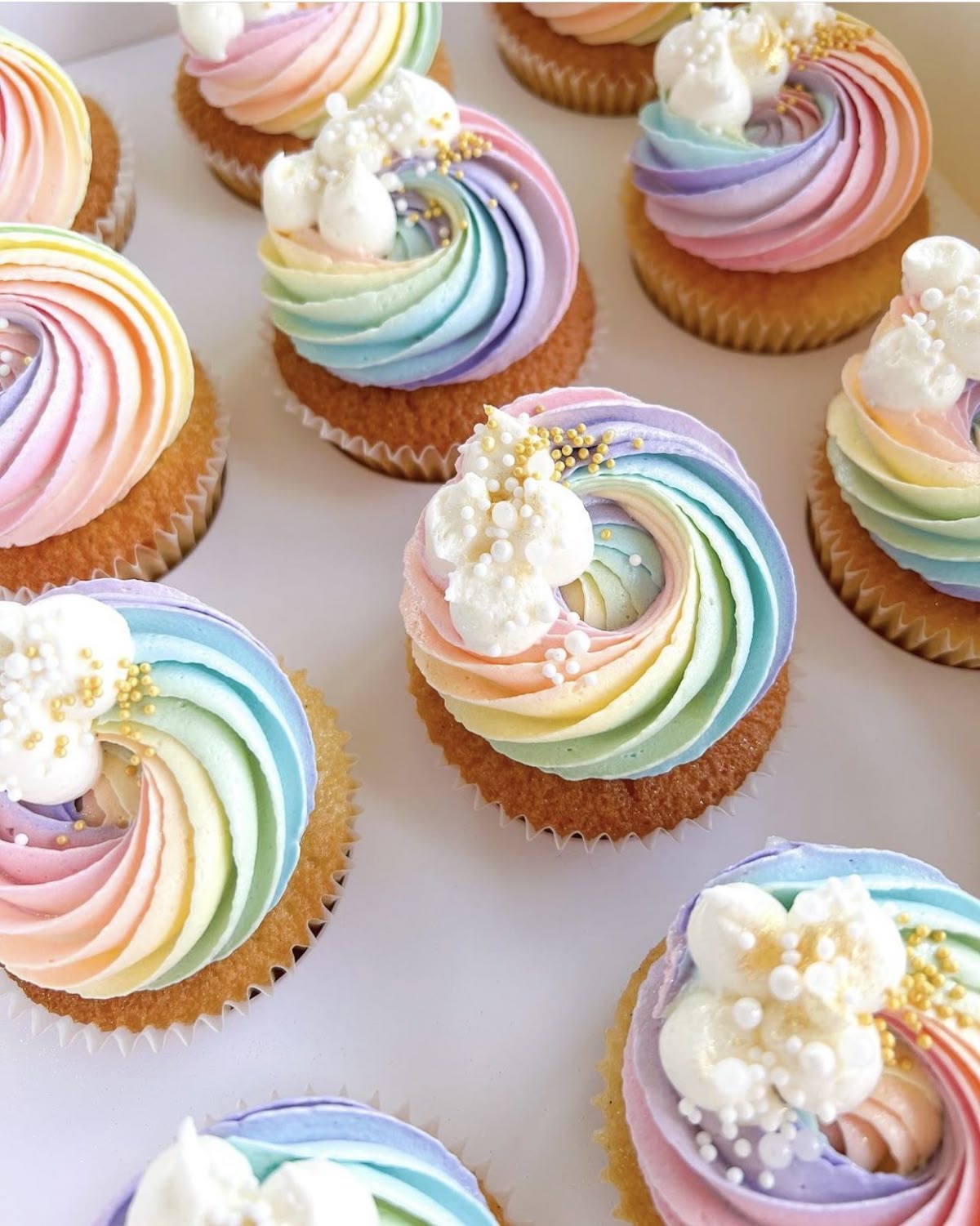 Rainbow cloud cupcakes